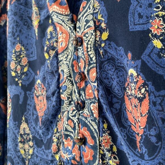 lucky Brand Blue and Pink Women's Tunic Kimono Coverup Top 1X Boho Beach Casual - Picture 5 of 11